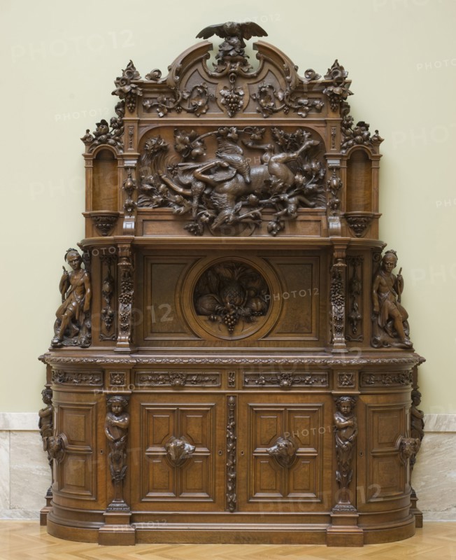 Sideboard, c. 1855. Attributed to Joseph Alexis Bailly (American, 1825-1883). Walnut; overall: 290.4 x 211.4 x 69.4 cm (114 5/16 x 83 1/4 x 27 5/16 in.).