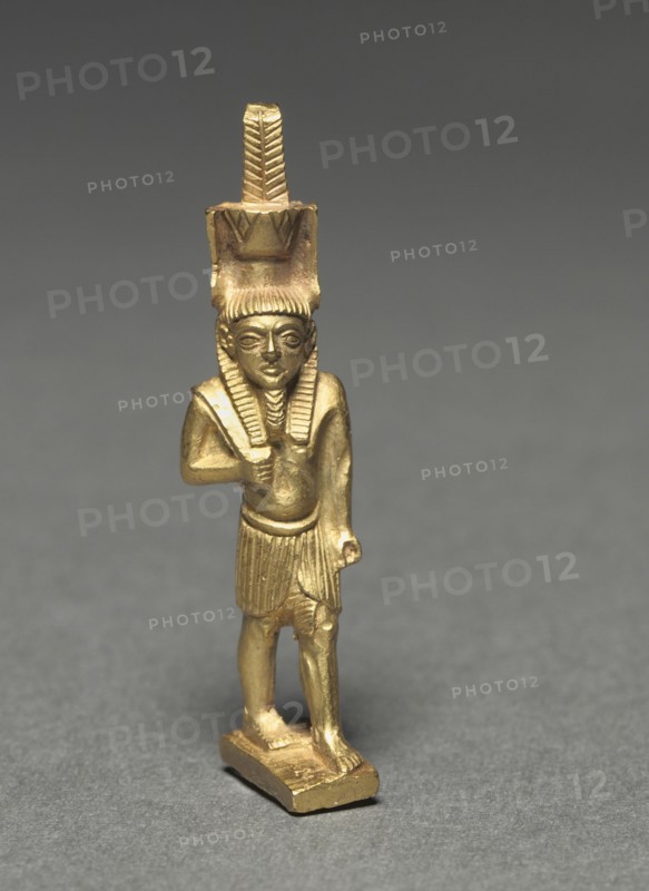 Nefertem Amulet, c. 500 BC. Lebanon, Syro-Phoenician, ealy 5th Century BC. Gold, lost-wax, solid cast; overall: 3.9 x 1.2 x 1.7 cm (1 9/16 x 1/2 x 11/16 in.).
