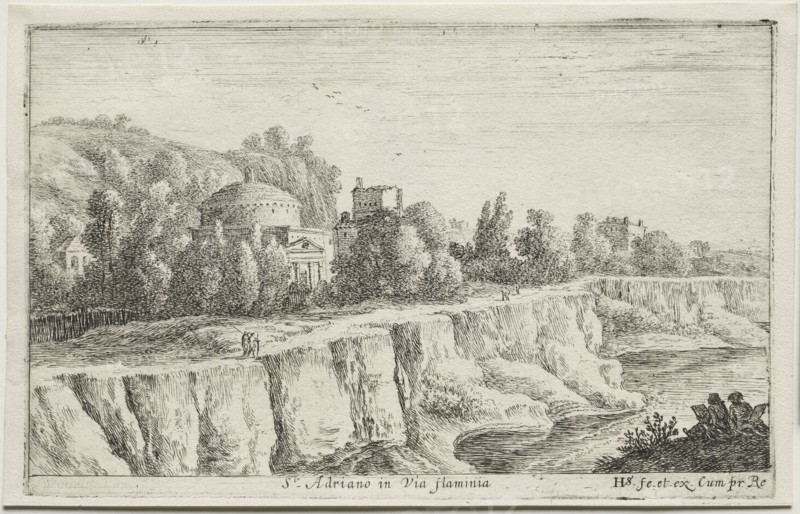 Diverse Views in and around Rome:  St. Adriano in Via Flaminia, 1653. Herman van Swanevelt (Dutch, c. 1600-1655). Etching