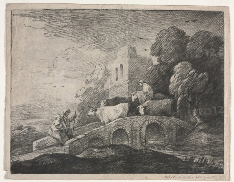 Wooded Landscape with Herdsmen Driving Cattle, 1779-1780. Thomas Gainsborough (British, 1727-1788). Etching; sheet: 32.2 x 41.2 cm (12 11/16 x 16 1/4 in.); image: 29.9 x 38.9 cm (11 3/4 x 15 5/16 in.)