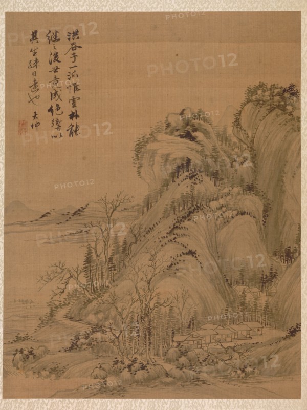 Landscape in the Style of Ching Hao, 1775. Zhai Dakun (Chinese, d. 1804). Album leaf: ink and color on silk; overall: 41.2 x 31.5 cm (16 1/4 x 12 3/8 in.).