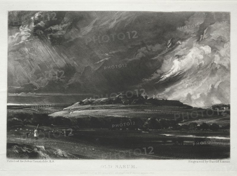 Various Subjects of Landscape, Characteristic of English Scenery from Pictures Painted by John Constable, R.A.:  Old Sarum, 1832. David Lucas (British, 1802-1881), after John Constable (British, 1776-1837). Mezzotint