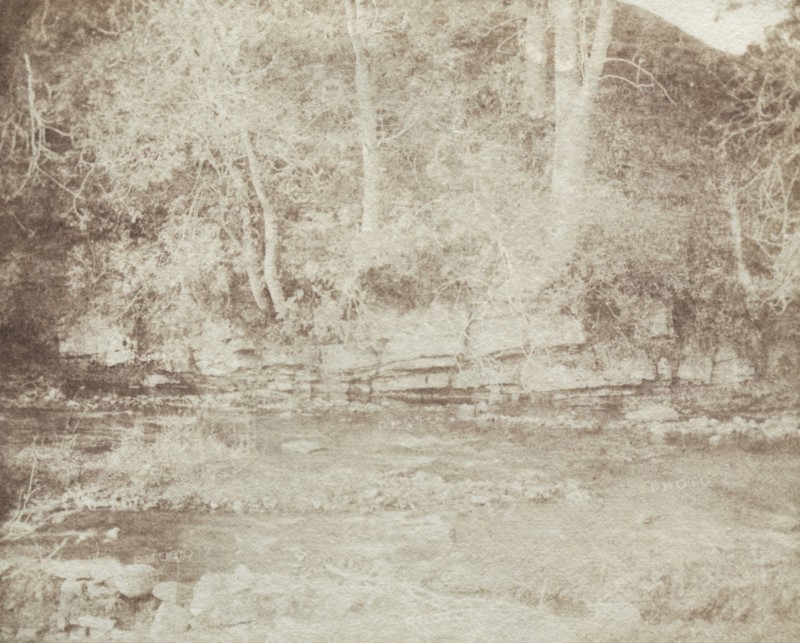 Sun Pictures in Scotland, plate 20: A Mountain Rivulet Which Flows at the Foot of Doune Castle, 1844. William Henry Fox Talbot (British, 1800-1877). Salted paper print from calotype negative; image: 8.4 x 10.4 cm (3 5/16 x 4 1/8 in.); paper: 9.1 x 10.8 cm (3 9/16 x 4 1/4 in.); matted: 30.6 x 35.6 cm (12 1/16 x 14 in.)