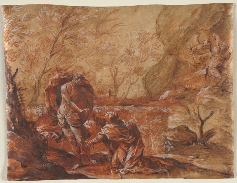 Noli Me Tangere, 1600s. Anonymous. Red chalk, brush and brown chalk wash, brush and brown ink, with brush and red chalk wash and red paint, heightened with white gouache; sheet: 25.4 x 33.2 cm (10 x 13 1/16 in.).