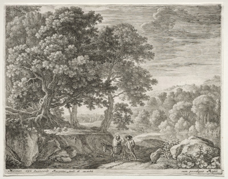 The Flight Into Egypt: The Flight Into Egypt, c. 1652-1654. Herman van Swanevelt (Dutch, c. 1600-1655). Etching and engraving