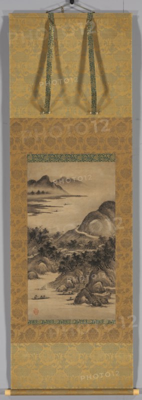 Seasonal Landscapes: Summer, mid- to late 1500s. Kano Hideyori (Japanese, active mid- to late 1500s). Hanging scroll, ink on paper; image: 63.9 x 35.7 cm (25 3/16 x 14 1/16 in.); mounted: 154.2 x 49.5 cm (60 11/16 x 19 1/2 in.); with knobs: 154.2 x 54 cm (60 11/16 x 21 1/4 in.).