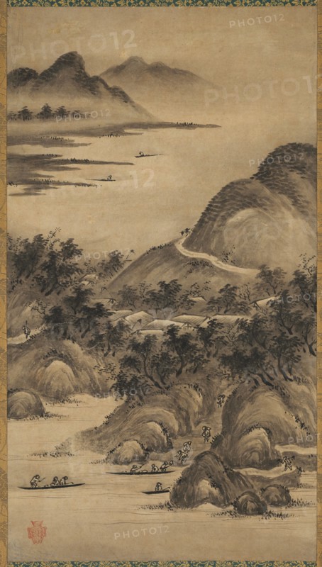 Seasonal Landscapes, mid- to late 1500s. Kano Hideyori (Japanese, active mid- to late 1500s). Hanging scroll; ink on paper; overall: 153.6 x 53.9 cm (60 1/2 x 21 1/4 in.).