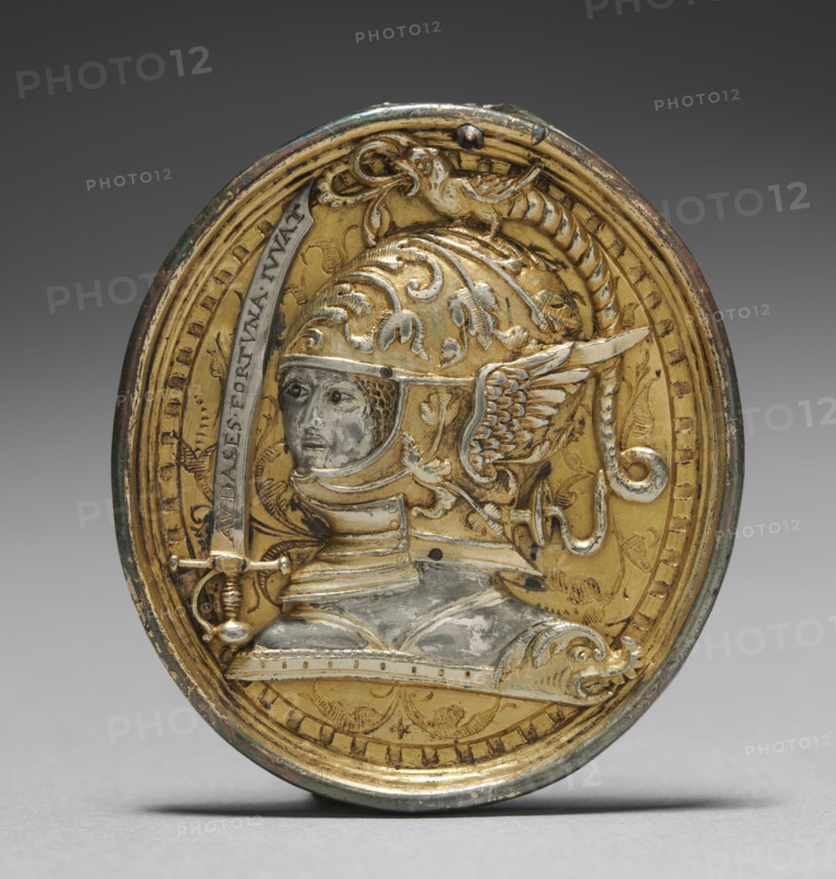 Portrait of Archduke Charles of Styria , c. 1564-70. Austria or South Germany, 16th century. Silver, gilt silver, and gilt copper; overall: 5.8 x 5.1 cm (2 5/16 x 2 in.).