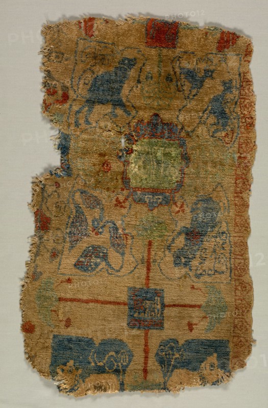 Carpet Fragment, c. 1400s. Iran, Rayy, c. 15th century (?). Knotted pile, silk; overall: 61 x 37.5 cm (24 x 14 3/4 in.).