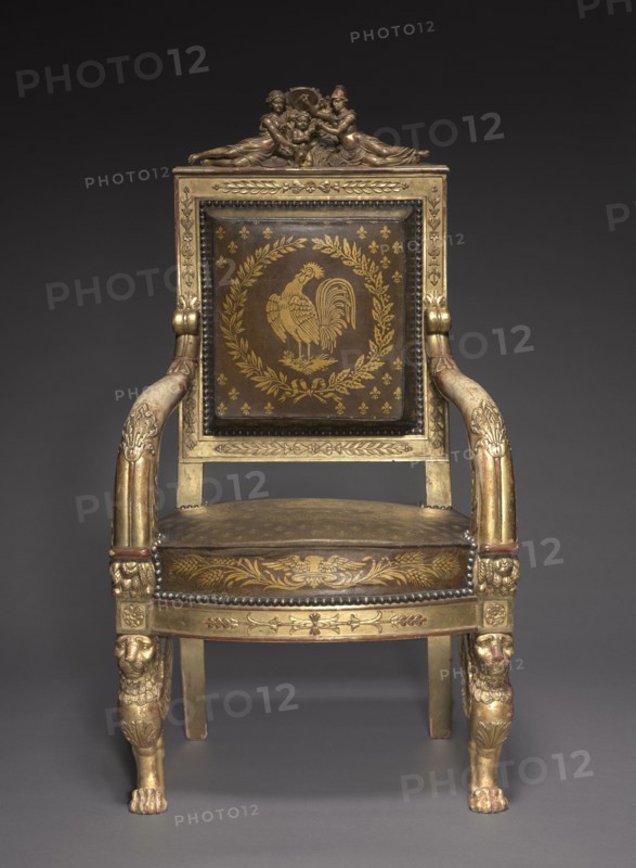 Child's Throne, 1822. Pierre-Marie Balny le Jeune (French, 1832). Carved and gilded wood, leather upholstery; overall: 84 x 45.1 x 42 cm (33 1/16 x 17 3/4 x 16 9/16 in.).