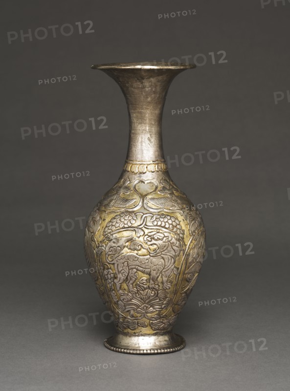 Vase, c. 700. Central Asia or Tibet, early 8th century. Silver with gilding; overall: 22.9 cm (9 in.).