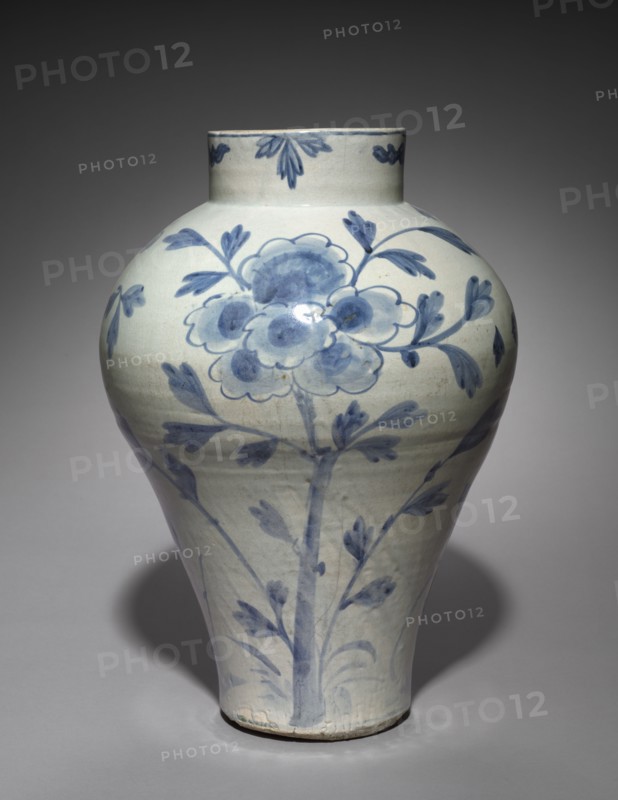 Vase with Bird and Flower Design, 1800s-1900s. Korea, Joseon dynasty (1392-1910). Porcelain with underglaze blue; outer diameter: 34.3 cm (13 1/2 in.); overall: 49.4 cm (19 7/16 in.).
