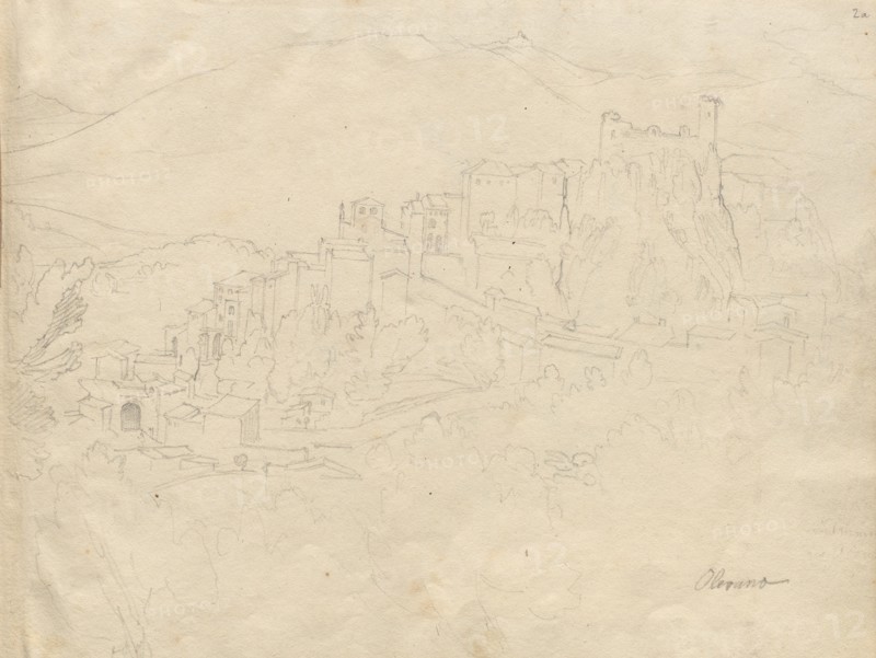 Album with Views of Rome and Surroundings, Landscape Studies, page 02a: "Olevano". Franz Johann Heinrich Nadorp (German, 1794-1876). Graphite;