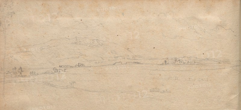 Album with Views of Rome and Surroundings, Landscape Studies, page 03b: Roman Panoramic Landscape. Franz Johann Heinrich Nadorp (German, 1794-1876). Graphite;