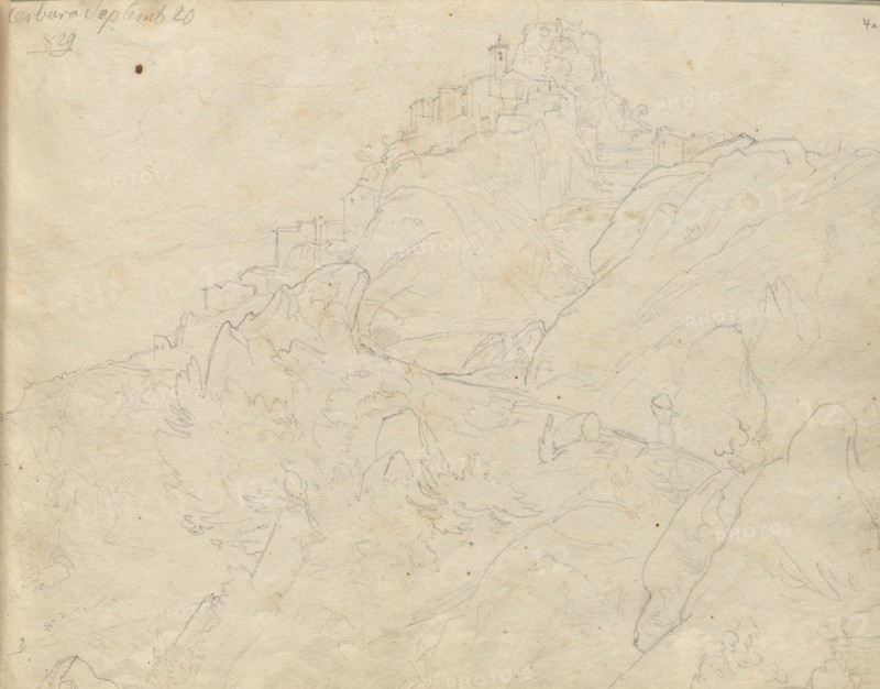 Album with Views of Rome and Surroundings, Landscape Studies, page 04a: "Cervera". Franz Johann Heinrich Nadorp (German, 1794-1876). Graphite;