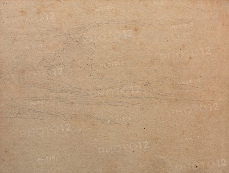Album with Views of Rome and Surroundings, Landscape Studies, page 29b: Landscape Study. Franz Johann Heinrich Nadorp (German, 1794-1876). Graphite on brown paper