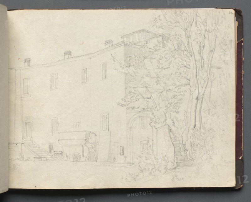 Album with Views of Rome and Surroundings, Landscape Studies, page 31a: Roman Archtectural Study. Franz Johann Heinrich Nadorp (German, 1794-1876). Graphite;