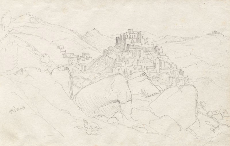 Album with Views of Rome and Surroundings, Landscape Studies, page 53a: "Vivaro" . Franz Johann Heinrich Nadorp (German, 1794-1876). Graphite on white paper laid down on tan paper;