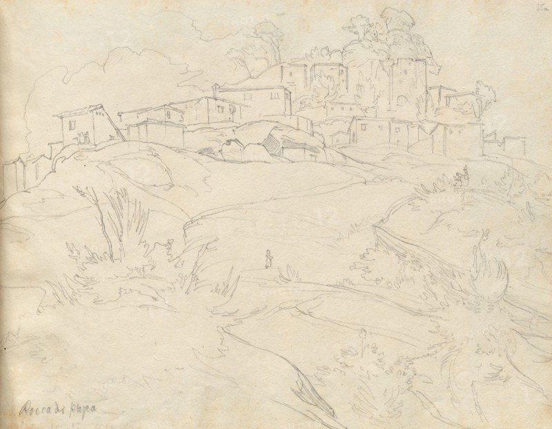 Album with Views of Rome and Surroundings, Landscape Studies, page 35a: "Rocca di Papa". Franz Johann Heinrich Nadorp (German, 1794-1876). Graphite;