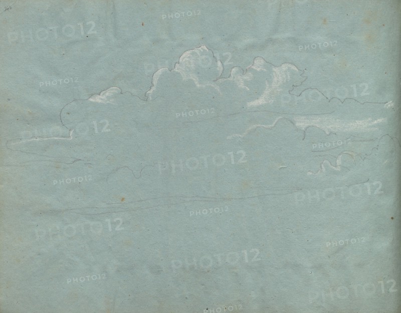 Album with Views of Rome and Surroundings, Landscape Studies, page 36b: Cloud Study. Franz Johann Heinrich Nadorp (German, 1794-1876). Graphite with white heightening on blue paper