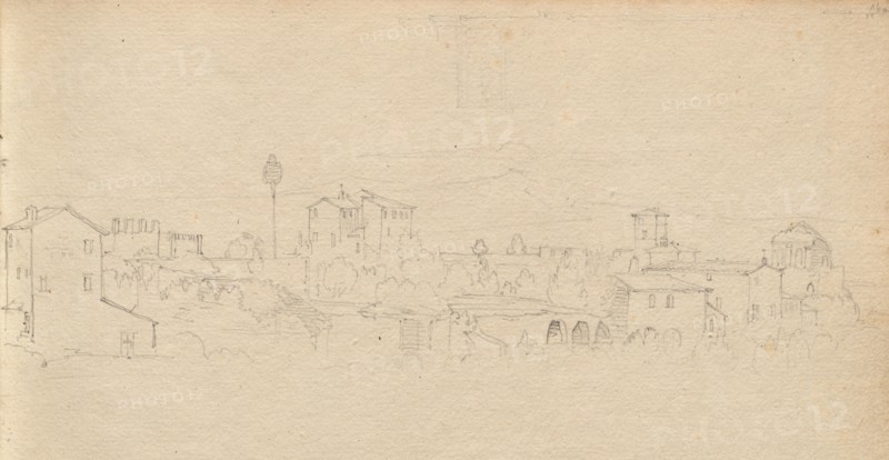 Album with Views of Rome and Surroundings, Landscape Studies, page 16a: Roman View. Franz Johann Heinrich Nadorp (German, 1794-1876). Graphite;