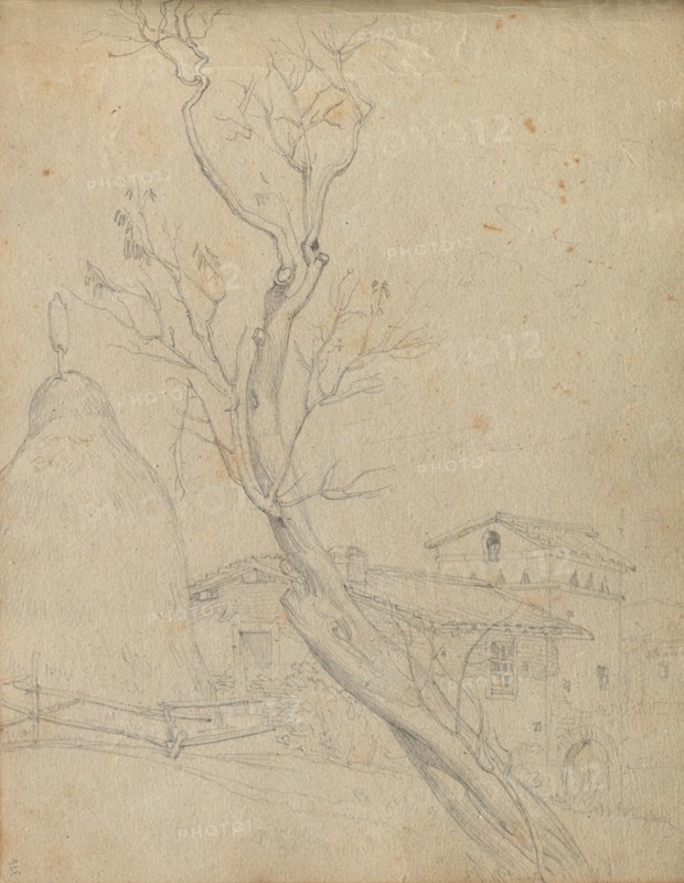 Album with Views of Rome and Surroundings, Landscape Studies, page 37b: Roman Landscape. Franz Johann Heinrich Nadorp (German, 1794-1876). Graphite
