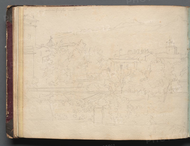 Album with Views of Rome and Surroundings, Landscape Studies, page 16b: Roman View. Franz Johann Heinrich Nadorp (German, 1794-1876). Graphite ;