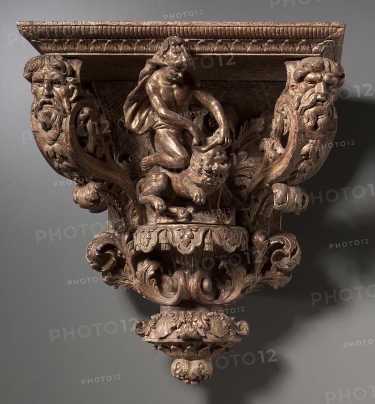 Wall Bracket , c. 1650-75. France, 17th century. Carved and gilt wood; overall: 56.4 x 49.1 x 26.4 cm (22 3/16 x 19 5/16 x 10 3/8 in.).