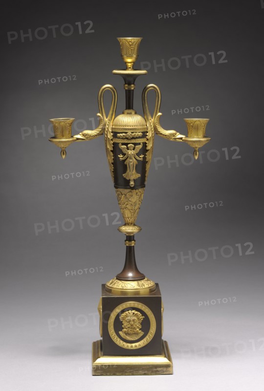 Candelabrum, c. 1800. France, late 18th-early 19th century. Gilt and patinated metal; overall: 50 x 25.9 x 12.3 cm (19 11/16 x 10 3/16 x 4 13/16 in.).