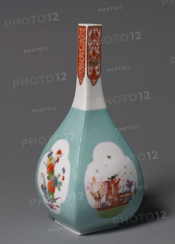 Saki Bottle, c. 1730. Meissen Porcelain Factory (German), probably by Johann Gregor Herold (German, 1696-1775). Porcelain; overall: 21.3 x 9.7 cm (8 3/8 x 3 13/16 in.).