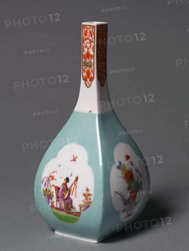 Saki Bottle, c. 1730. Meissen Porcelain Factory (German), probably by Johann Gregor Herold (German, 1696-1775). Porcelain; overall: 21.5 x 9.7 cm (8 7/16 x 3 13/16 in.).