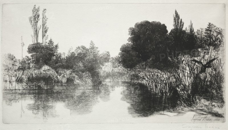 Shere Mill Pond, No. 11 (The Large Plate), 1860 and later. Francis Seymour Haden (British, 1818-1910). Etching and drypoint