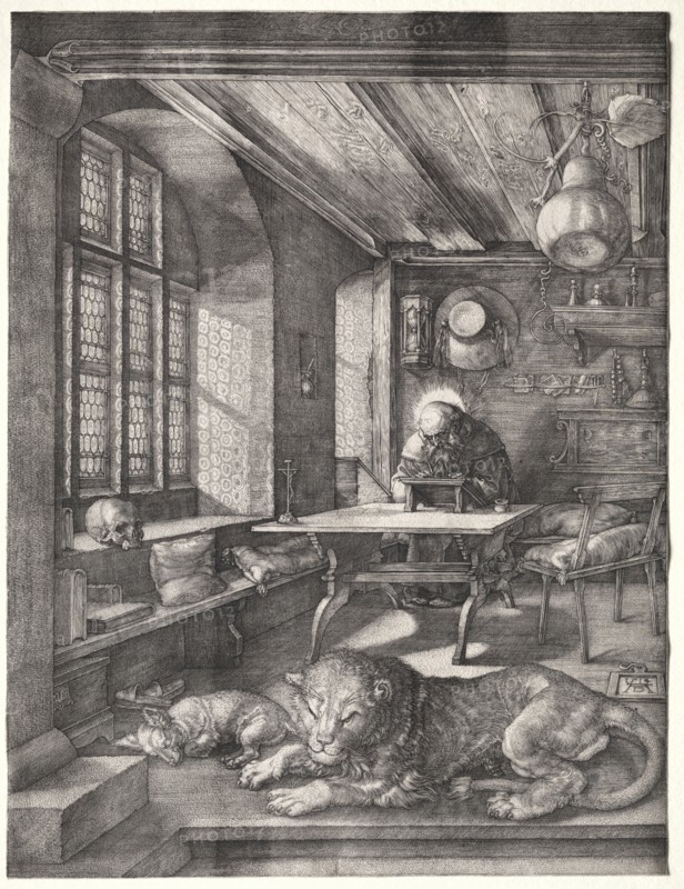St. Jerome in His Study, 1514. Albrecht Dürer (German, 1471-1528). Engraving