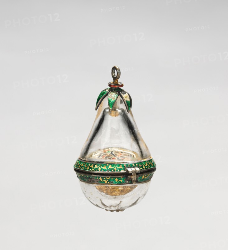 Pomander, 17th-18th Century. Indian, Mughal. Spherical rock crystal cover with enameled silver mounts; overall: 4.5 x 3.2 cm (1 3/4 x 1 1/4 in.).
