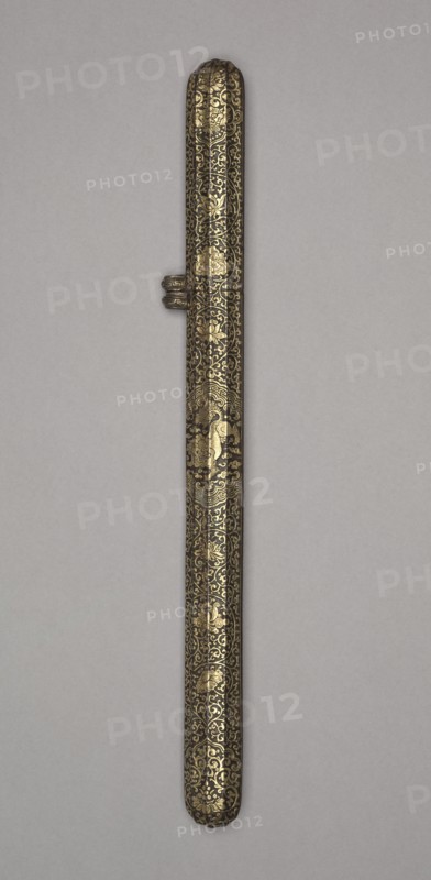 Sheath for a Dagger, c. 1600. Case: iron alloy with gold inlay; pen: feather; overall: 33.5 cm (13 3/16 in.).