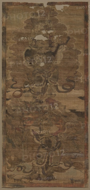 Guardian Kings:  Dhrtarastra and Virupaksa, 1st half of 1300s. Sino-Tibet, Yuan dynasty (1271-1368). Thangka, ink and color on cotton; overall: 72.5 x 34 cm (28 9/16 x 13 3/8 in.).