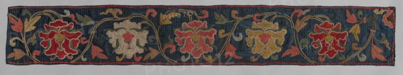 Embroidered Border, 1300s. China, 14th century. Needle-looped embroidery, silk, gold thread, silver paper; overall: 14.6 x 88.3 cm (5 3/4 x 34 3/4 in.).
