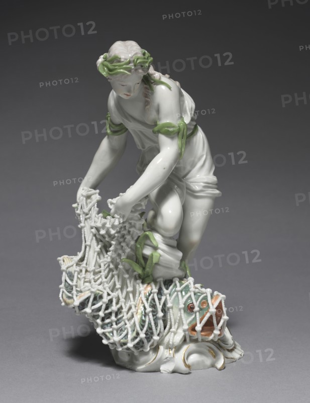 Fisherwoman, c. 1765. Ludwigsburg Porcelain Factory (German), Johann Christian Wilhelm Beyer (German, 1725-1806). Porcelainwith enamel and gilt decoration; overall: 19.1 x 10.8 cm (7 1/2 x 4 1/4 in.).