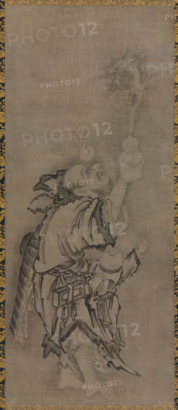 Hotei with Daoist Immortals: Immortal with Gourd and Dragon, c. 1575-1600. Kyuseki Tomonobu (Japanese, 1653–1721). Triptych of hanging scrolls: ink on paper; painting only: 119.6 x 51 cm (47 1/16 x 20 1/16 in.); including mounting: 210.2 x 68.6 cm (82 3/4 x 27 in.).