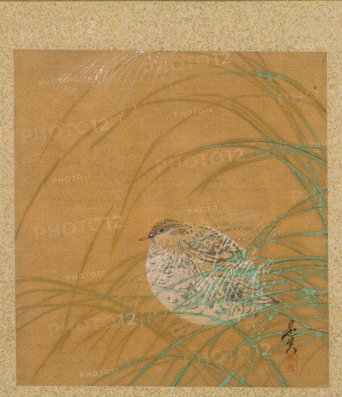 Leaf from Album of Seasonal Themes: Shoreline with Birds, 1847. Shibata Zeshin (Japanese, 1807-1891). Album; ink, color, and gold on silk; each leaf: 19.7 x 18.4 cm (7 3/4 x 7 1/4 in.).