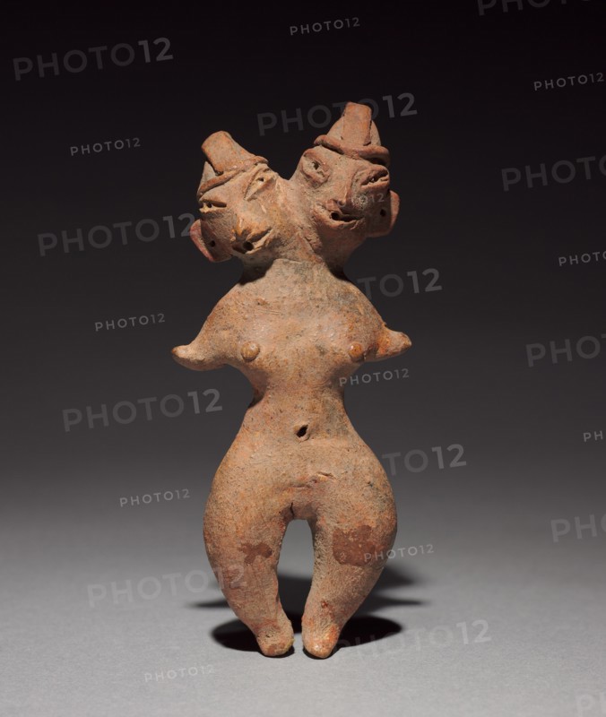 Two-headed Female Figurine, c. 1200-900 BC. Central Mexico, Tlatilco. Earthenware with pigment; overall: 9.6 x 4.2 x 1.8 cm (3 3/4 x 1 5/8 x 11/16 in.).