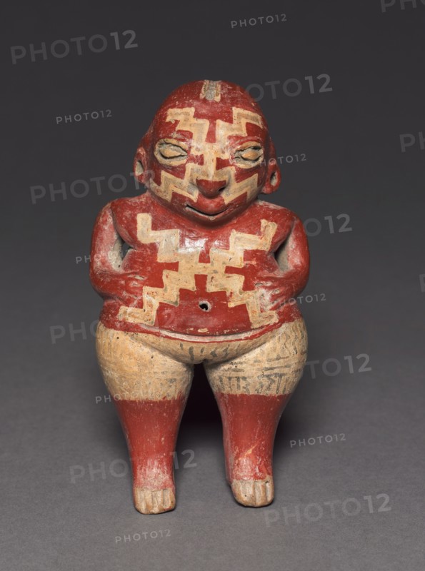 Pregnant Woman, c. 400-100 BC. Mexico, Guanajuato, Chupicuaro. Earthenware with colored slips; overall: 15.6 x 8 x 5.7 cm (6 1/8 x 3 1/8 x 2 1/4 in.).