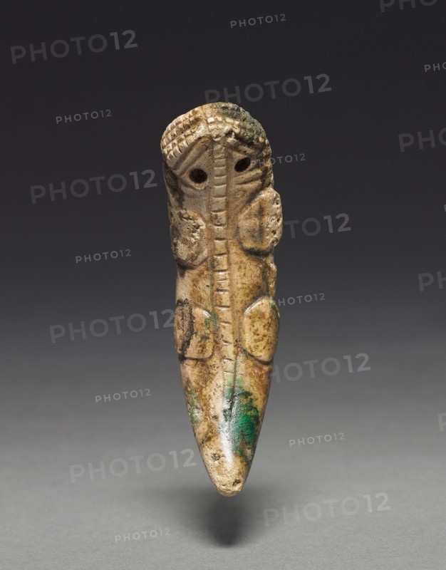 Reptile Pendant, c. 700-1550. Central Panama, (Azuero Peninsula), c. 700-1550. Limestone; overall: 8.7 x 2.5 x 3.1 cm (3 7/16 x 1 x 1 1/4 in.).