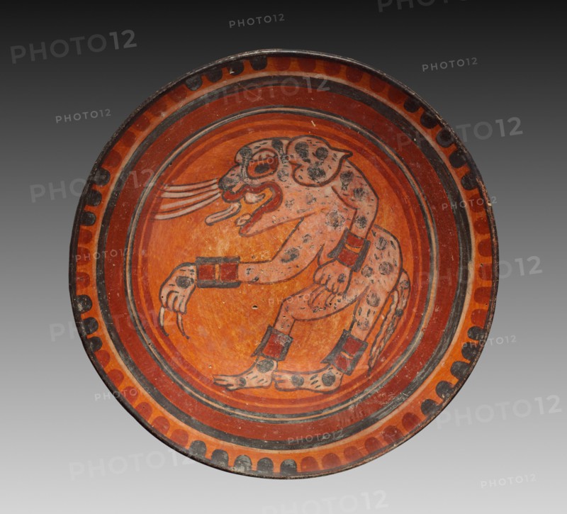 Plate, c. 800. Mexico, Campeche, Maya. Earthenware with colored slips; overall: 6.5 x 41.5 cm (2 9/16 x 16 5/16 in.).