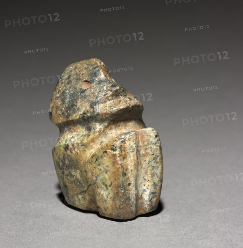 Seated Figure, 100 BC - 300. Mexico, Guerrero, Mezcala. Serpentine; overall: 7.5 x 4.4 x 5.5 cm (2 15/16 x 1 3/4 x 2 3/16 in.).