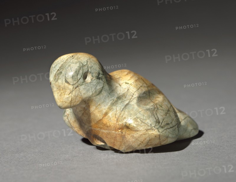 Bird Pendant, 100 BC - 300. Mexico, Guerrero, Mezcala. Polished gray-brown stone; overall: 4 x 4.8 x 7.8 cm (1 9/16 x 1 7/8 x 3 1/16 in.).