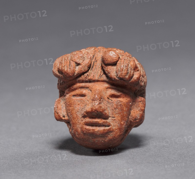 Head, before 1519. Mesoamerica, Pre-Columbian. Clay; overall: 2.4 x 2.1 x 2.1 cm (15/16 x 13/16 x 13/16 in.).