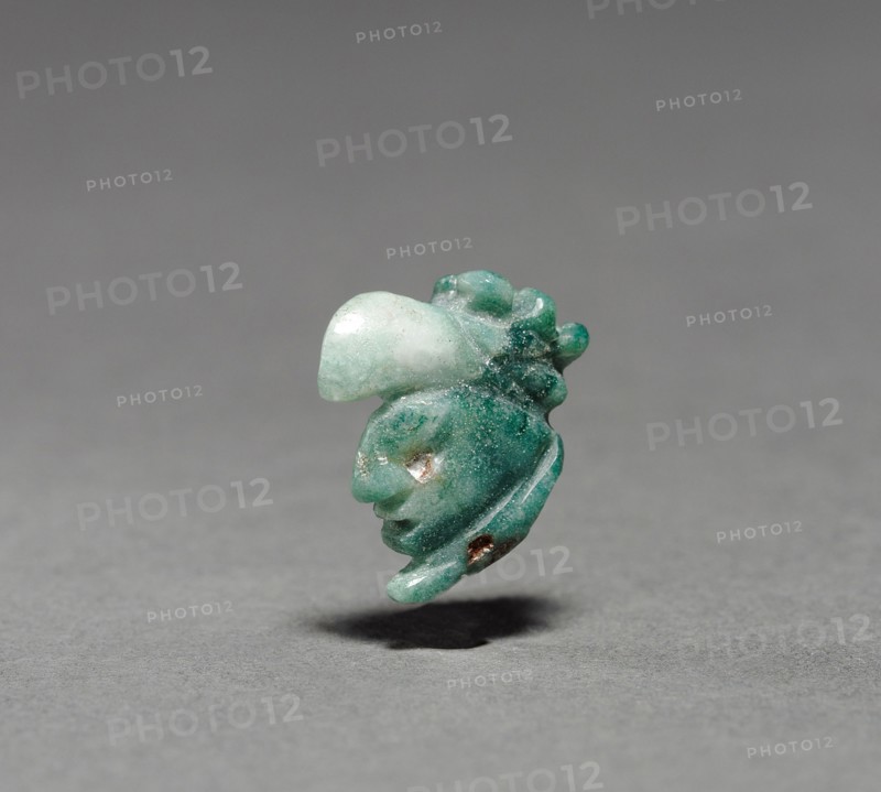 Head in Bird's Beak, 1200-1519. Mexico, Oaxaca, Mixtec. Serpentine; overall: 1.4 cm (9/16 in.).