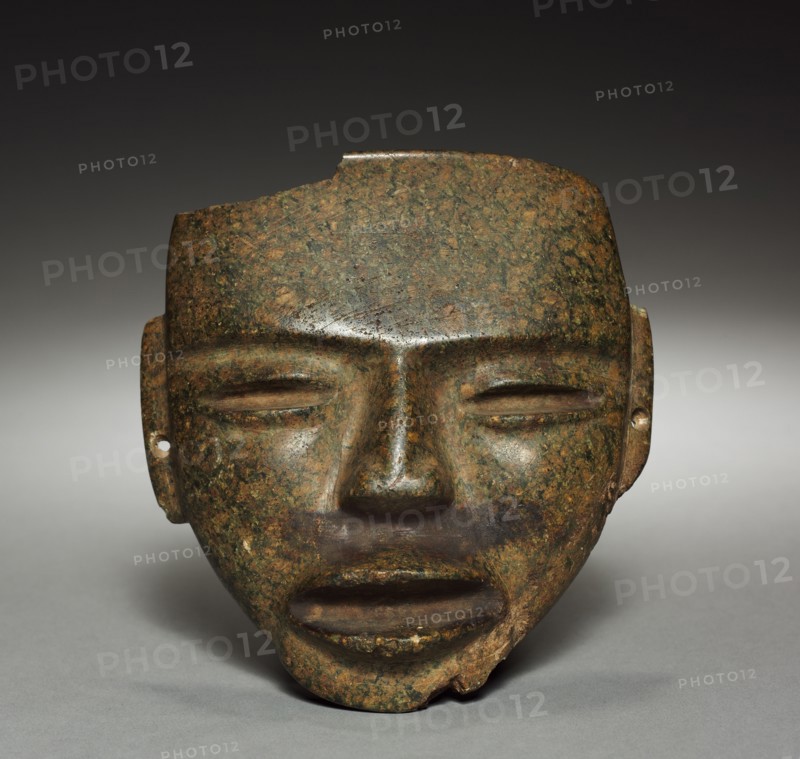 Mask, 1-550. Central Mexico, Teotihuacán (from Guerrero?), Classic Period. Green stone; overall: 13.7 x 12.7 x 4 cm (5 3/8 x 5 x 1 9/16 in.).