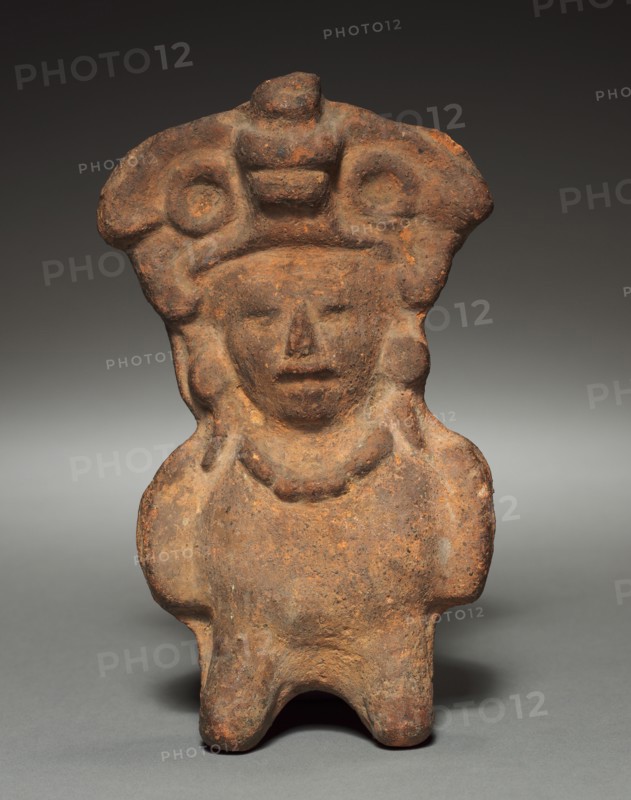 Whistle Figure, 500-1000. Mexico, Oaxaca, Zapotec, Monte Albáb IIIB. Molded pottery; overall: 25.5 x 9.5 x 5.5 cm (10 1/16 x 3 3/4 x 2 3/16 in.).